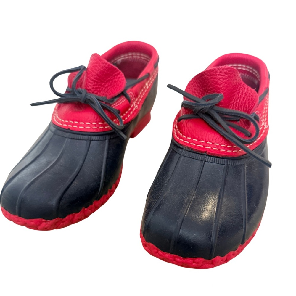 L.L. Bean Women's Red and Navy Blue Duck Rain Shoes